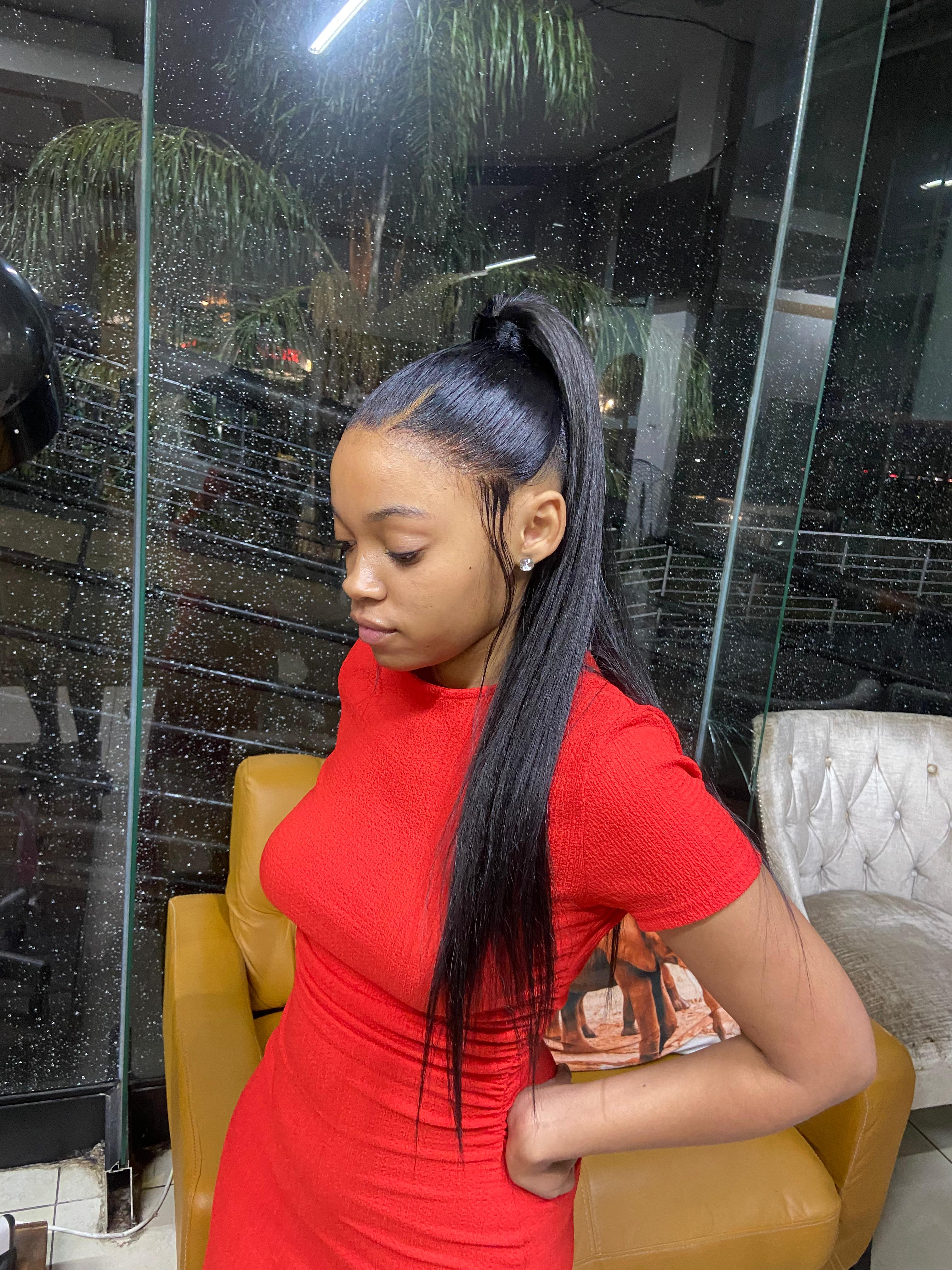 Sleek ponytail wig install